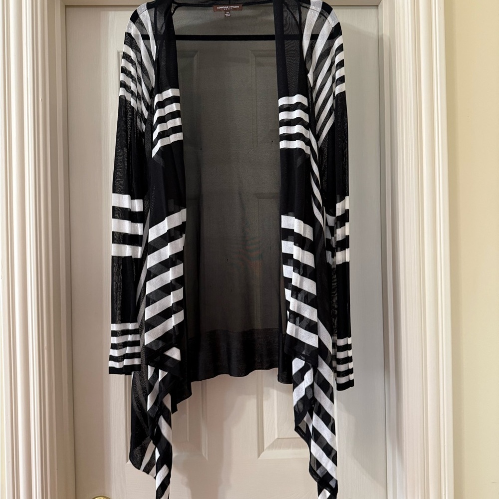Adrienne Vitradini Open Front Black Plus Size Cardigan